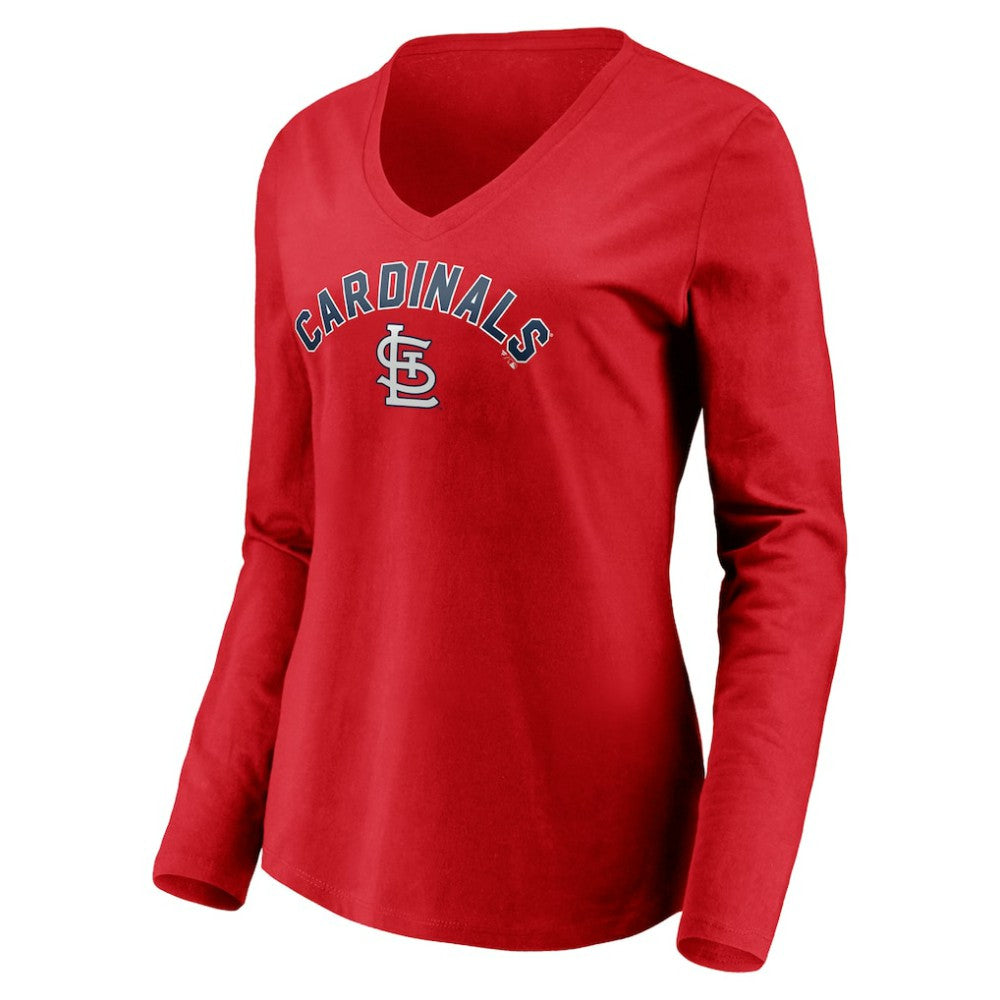 MLB St. Louis Cardinals Women's Personalized Winning Streak Name & Number Long Sleeve V-Neck T-Shirt