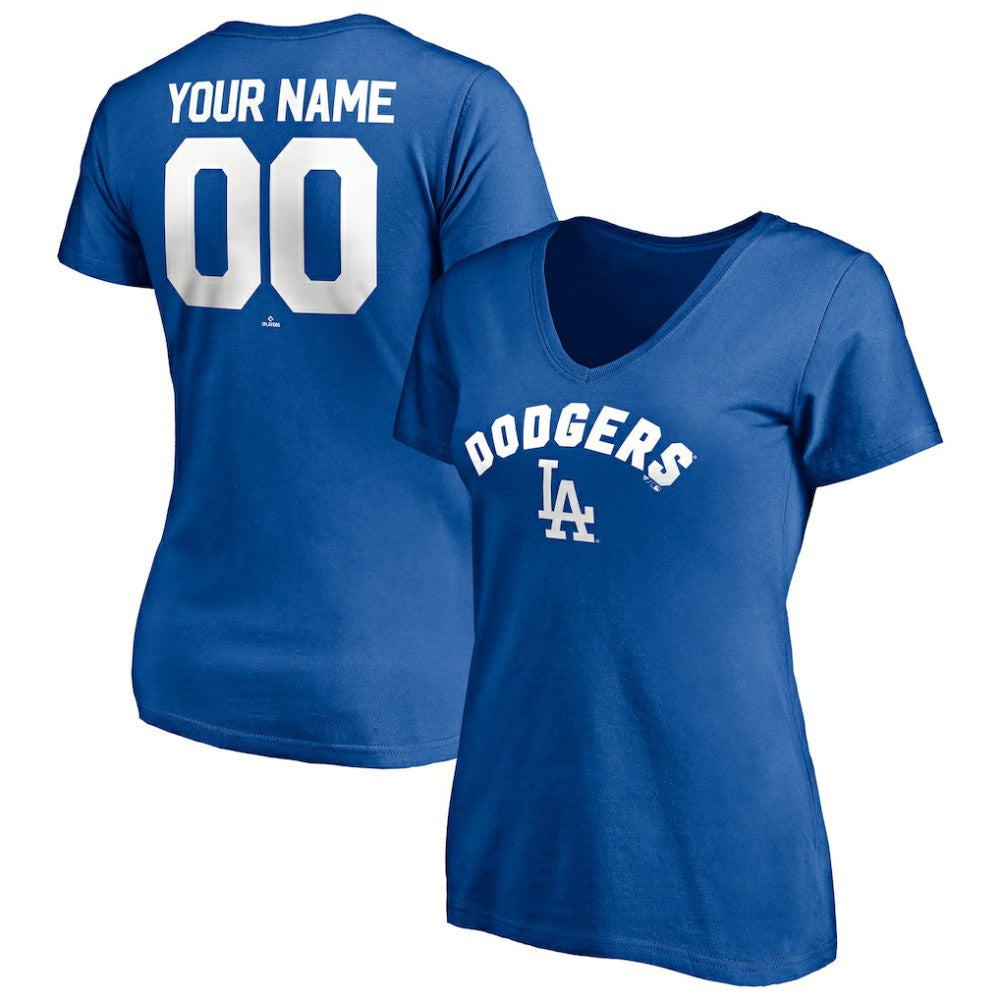 MLB Los Angeles Dodgers Women's Personalized Winning Streak Name & Number V-Neck T-Shirt