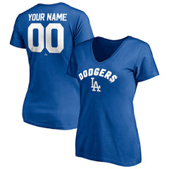 MLB Los Angeles Dodgers Women's Personalized Winning Streak Name & Number V-Neck T-Shirt