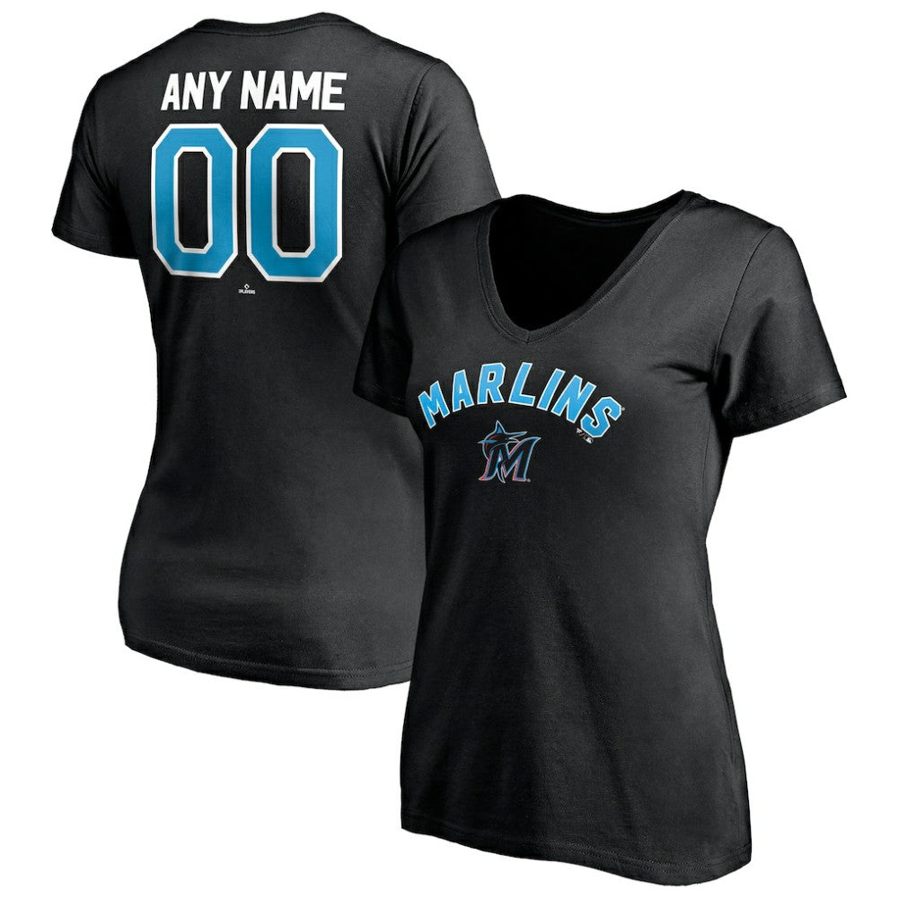 MLB Miami Marlins Women's Personalized Winning Streak Name & Number V-Neck T-Shirt