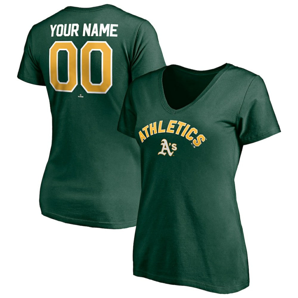 MLB Athletics Women's Personalized Winning Streak Name & Number V-Neck T-Shirt