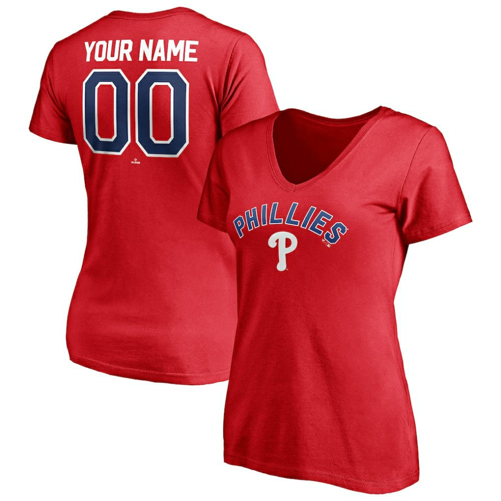 MLB Philadelphia Phillies Women's Personalized Winning Streak Name & Number V-Neck T-Shirt
