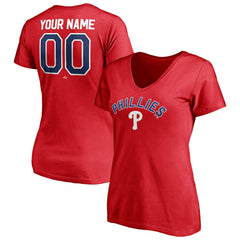 MLB Philadelphia Phillies Women's Personalized Winning Streak Name & Number V-Neck T-Shirt