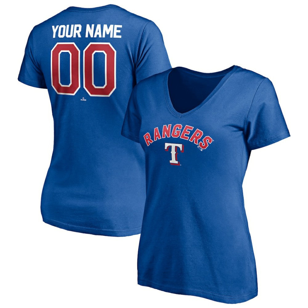 MLB Texas Rangers Women's Personalized Winning Streak Name & Number V-Neck T-Shirt