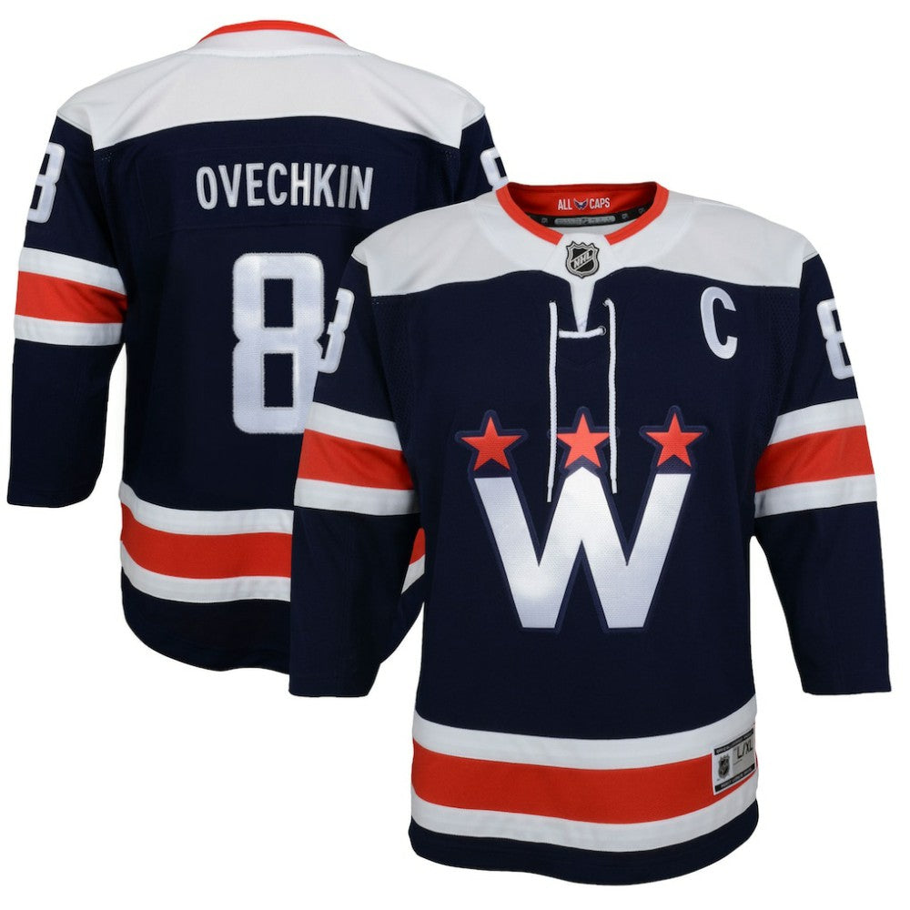 NHL Navy Alexander Ovechkin Washington Capitals Youth 2020/21 Alternate Premier Player Jersey