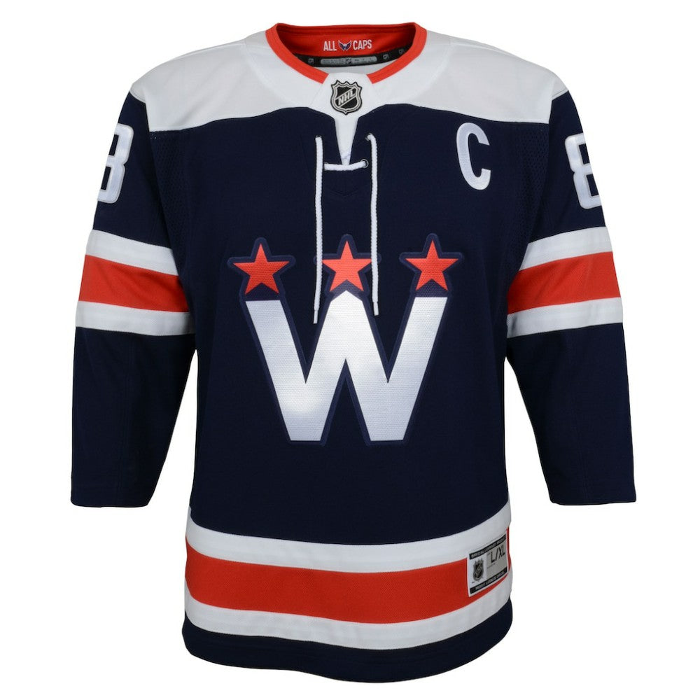 NHL Navy Alexander Ovechkin Washington Capitals Youth 2020/21 Alternate Premier Player Jersey