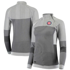 MLB Chicago Cubs Levelwear Women's Verse Asymmetrical Raglan Tri-Blend Quarter-Zip Jacket