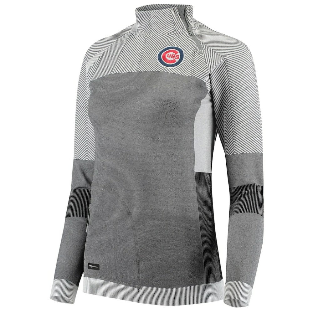MLB Chicago Cubs Levelwear Women's Verse Asymmetrical Raglan Tri-Blend Quarter-Zip Jacket