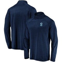 NHL Navy Seattle Kraken Fanatics Primary Logo Quarter-Zip Pullover Fleece Jacket