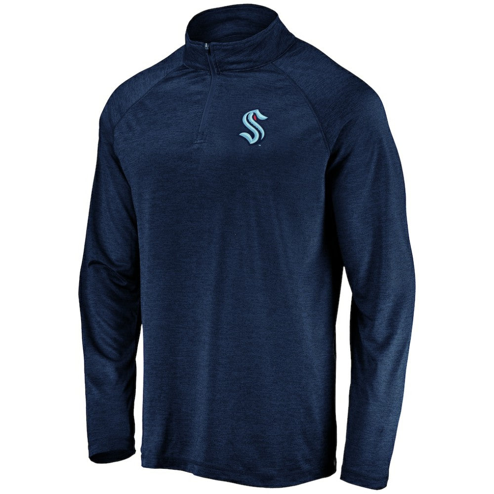 NHL Navy Seattle Kraken Fanatics Primary Logo Quarter-Zip Pullover Fleece Jacket
