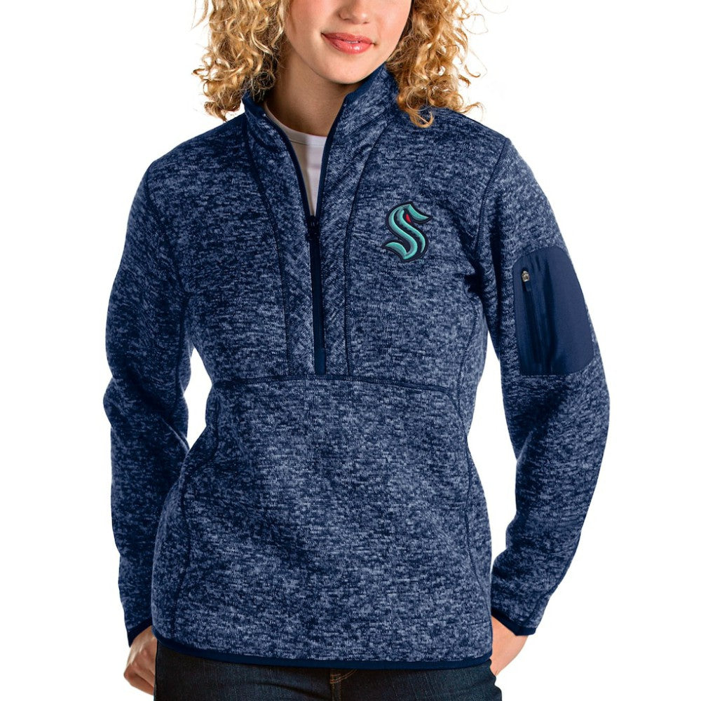NHL Heather Navy Seattle Kraken Antigua Women's Fortune Half-Zip Sweatshirt