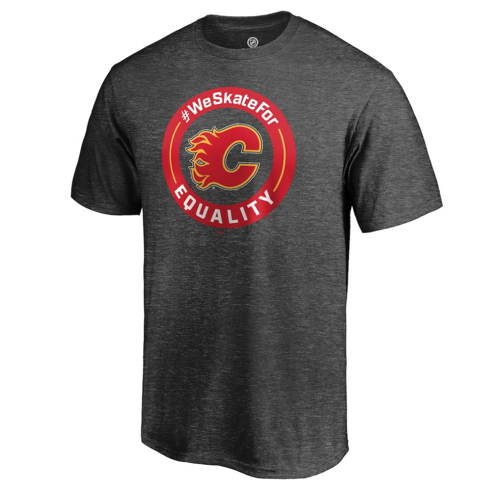 NHL Heather Gray Calgary Flames #WeSkateFor T-Shirt
