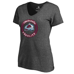 NHL Heather Gray Colorado Avalanche Women's #WeSkateFor V-Neck T-Shirt