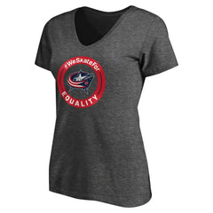 NHL Heather Gray Columbus Blue Jackets Women's #WeSkateFor V-Neck T-Shirt