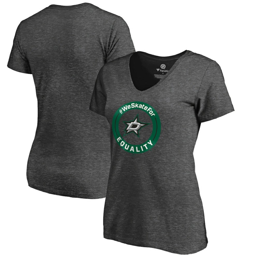 NHL Heather Gray Dallas Stars Women's #WeSkateFor V-Neck T-Shirt