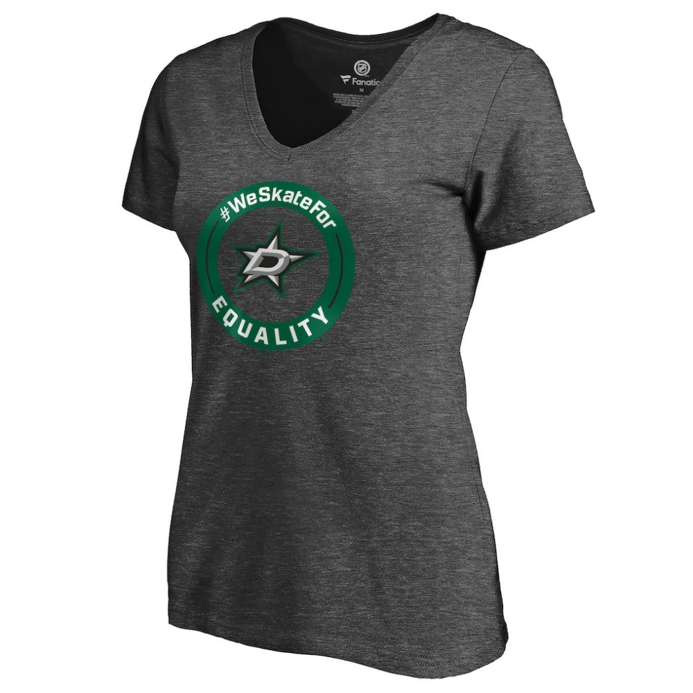 NHL Heather Gray Dallas Stars Women's #WeSkateFor V-Neck T-Shirt