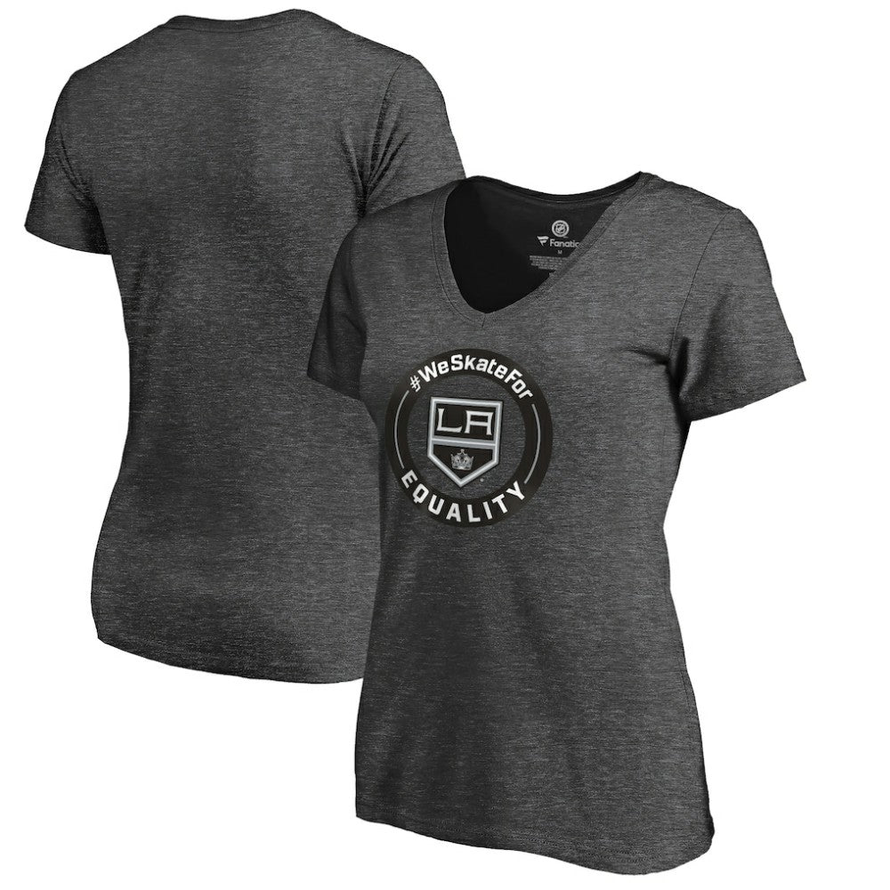 NHL Heather Gray Los Angeles Kings Women's #WeSkateFor V-Neck T-Shirt