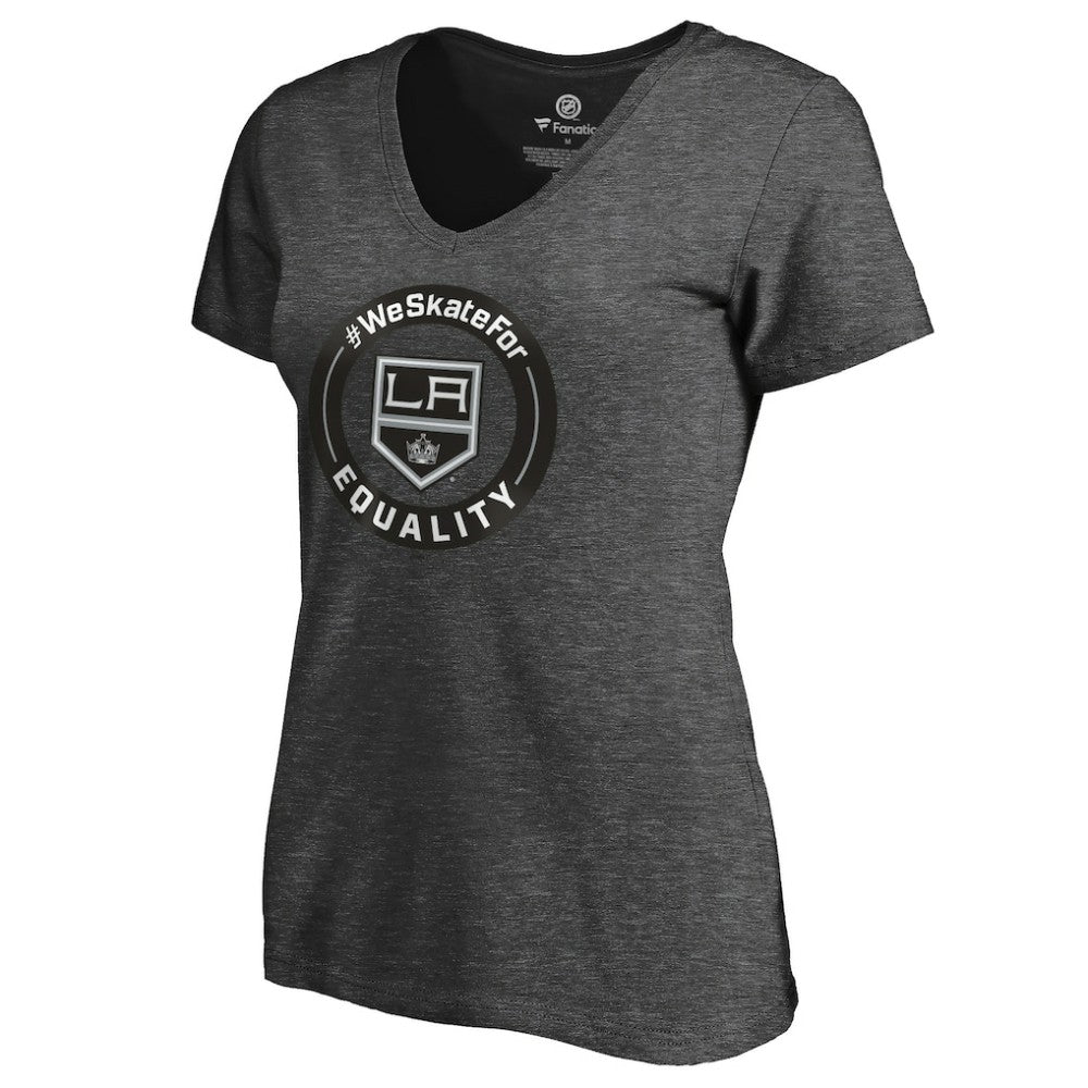 NHL Heather Gray Los Angeles Kings Women's #WeSkateFor V-Neck T-Shirt