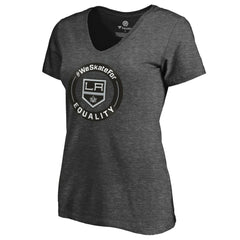 NHL Heather Gray Los Angeles Kings Women's #WeSkateFor V-Neck T-Shirt