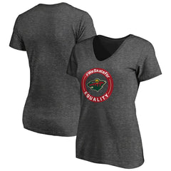 NHL Heather Gray Minnesota Wild Women's #WeSkateFor V-Neck T-Shirt