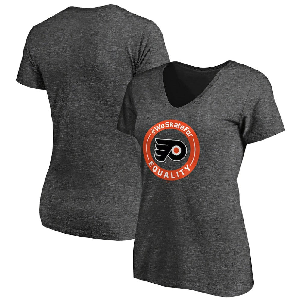NHL Heather Gray Philadelphia Flyers Women's #WeSkateFor V-Neck T-Shirt