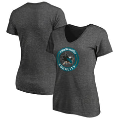 NHL Heather Gray San Jose Sharks Women's #WeSkateFor V-Neck T-Shirt