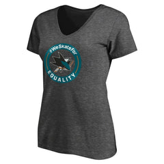 NHL Heather Gray San Jose Sharks Women's #WeSkateFor V-Neck T-Shirt