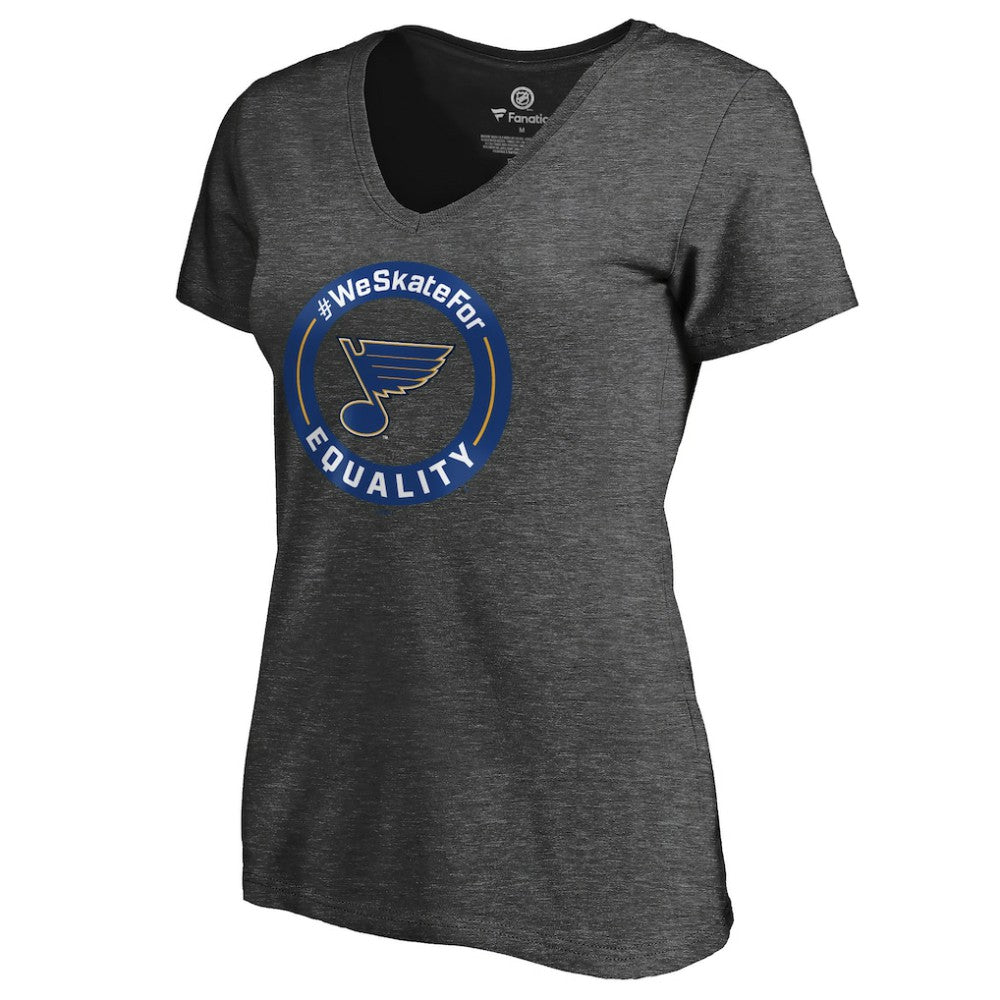 NHL Heather Gray St. Louis Blues Women's #WeSkateFor V-Neck T-Shirt