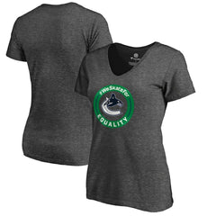 NHL Heather Gray Vancouver Canucks Women's #WeSkateFor V-Neck T-Shirt