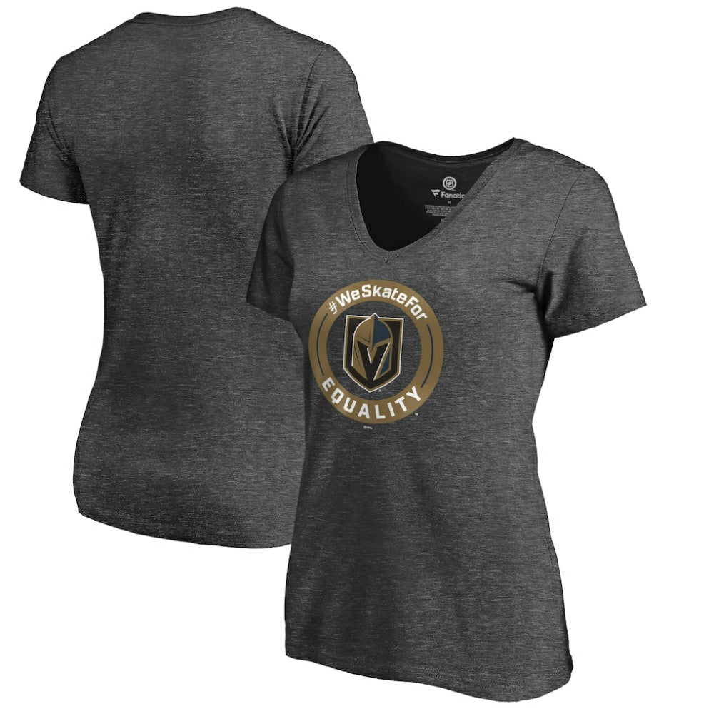 NHL Heather Gray Vegas Golden Knights Women's #WeSkateFor V-Neck T-Shirt