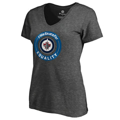 NHL Heather Gray Winnipeg Jets Women's #WeSkateFor V-Neck T-Shirt
