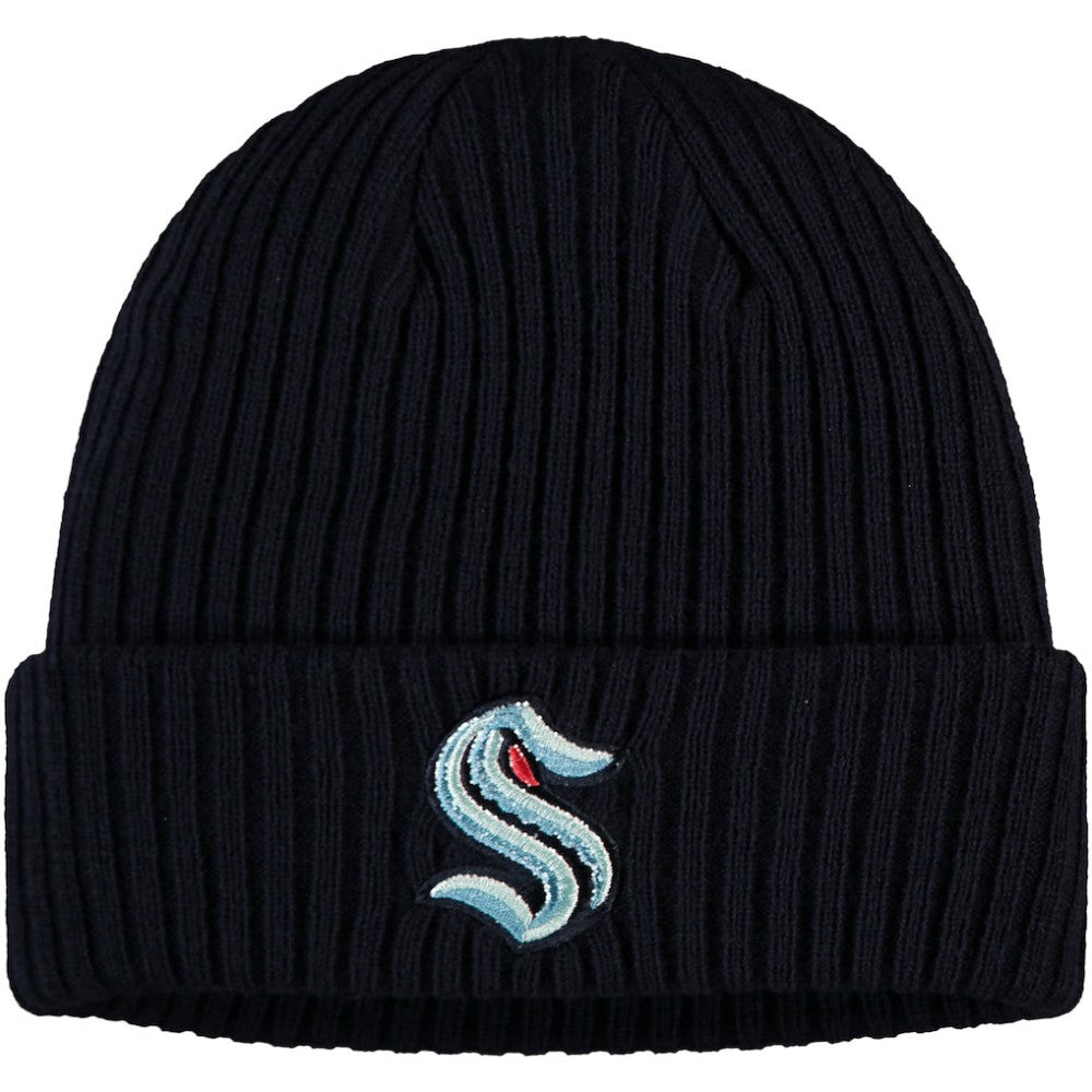 NHL Navy Seattle Kraken Fanatics Core Primary Logo Cuffed Knit Hat