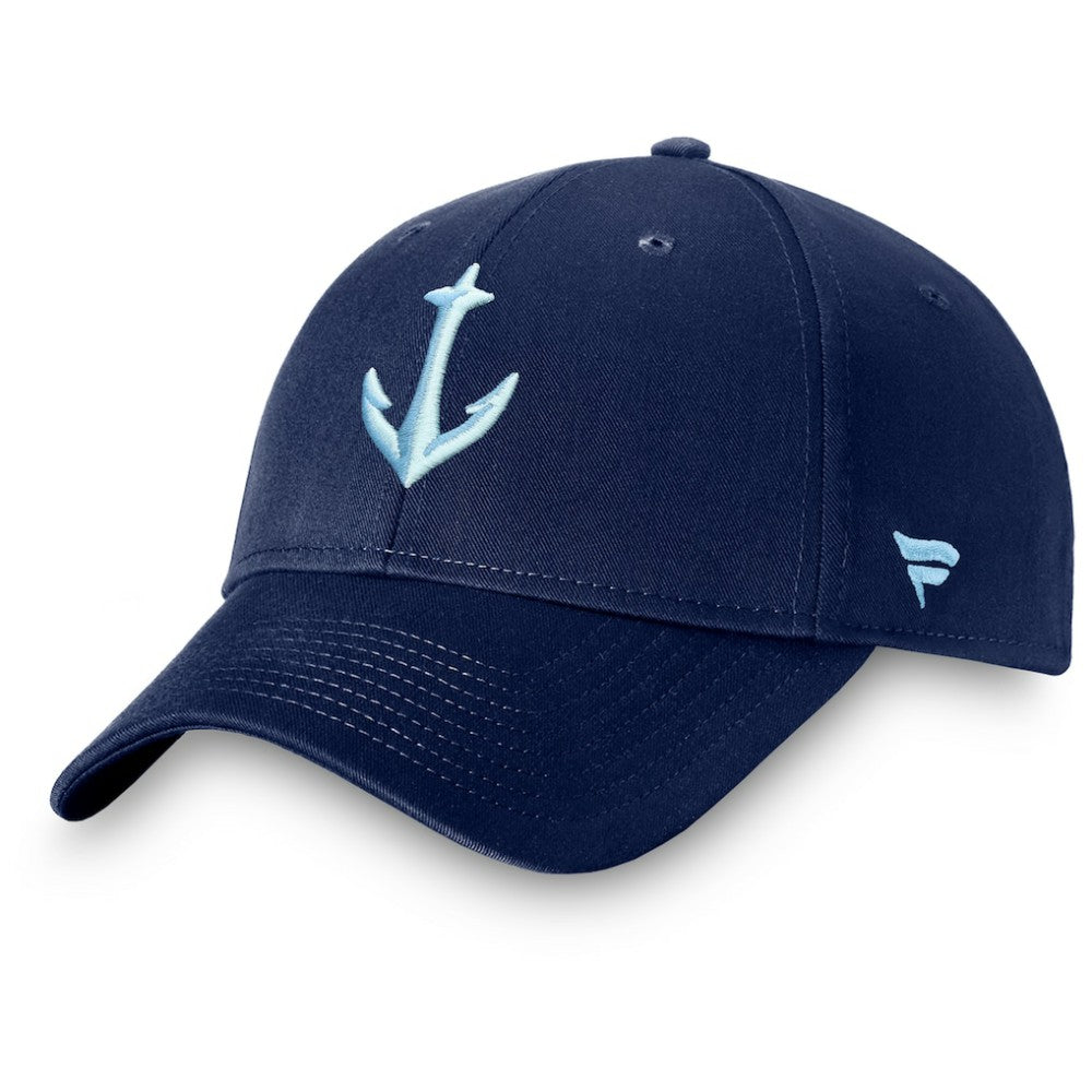 NHL Deep Sea Blue Seattle Kraken Fanatics Core Secondary Logo Adjustable Hat