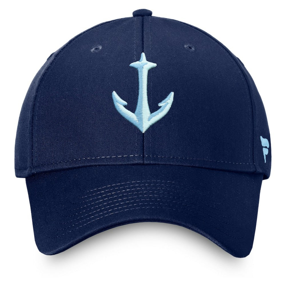 NHL Deep Sea Blue Seattle Kraken Fanatics Core Secondary Logo Adjustable Hat