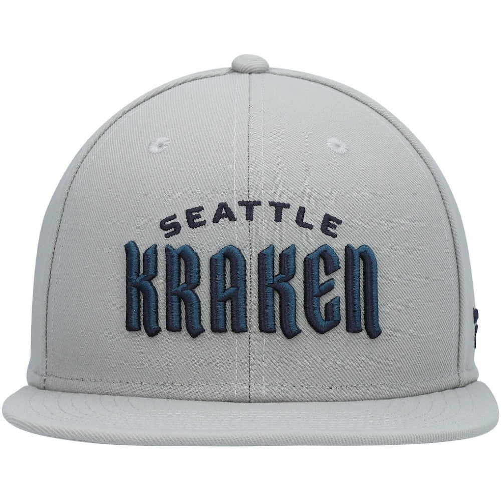 NHL Gray Seattle Kraken Fanatics Wordmark Logo Snapback Hat