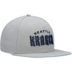 NHL Gray Seattle Kraken Fanatics Wordmark Logo Snapback Hat