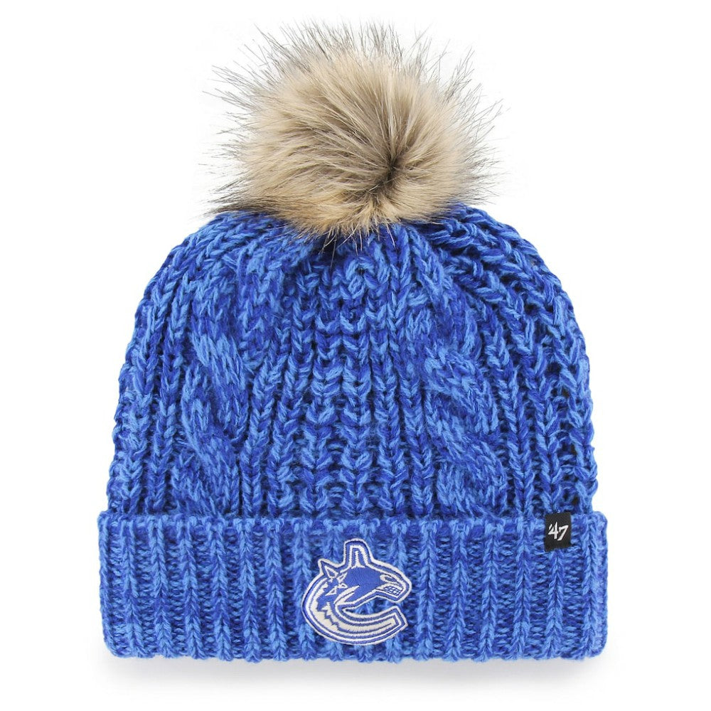 NHL Blue Vancouver Canucks '47 Women's Logo Meeko Cuffed Knit Hat with Pom