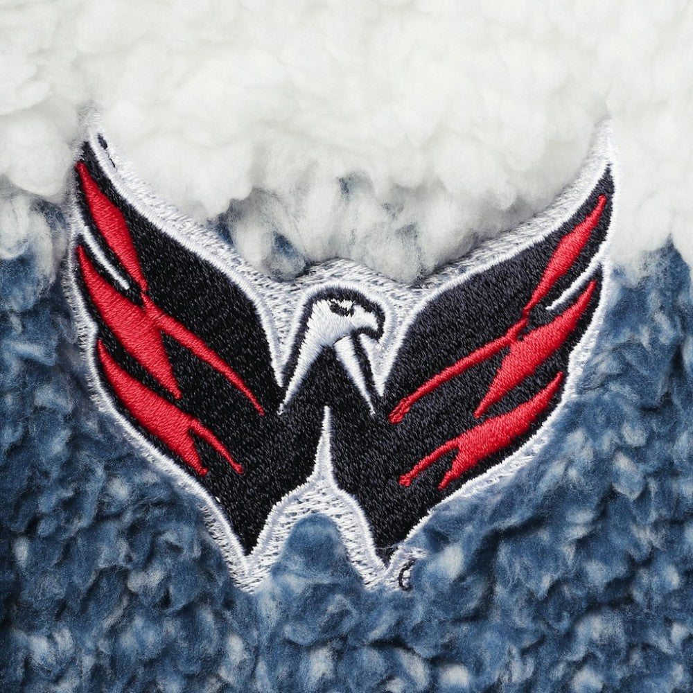 NHL Navy/White Washington Capitals G-III 4Her by Carl Banks Women's Plaid Sherpa Quarter-Zip Jacket