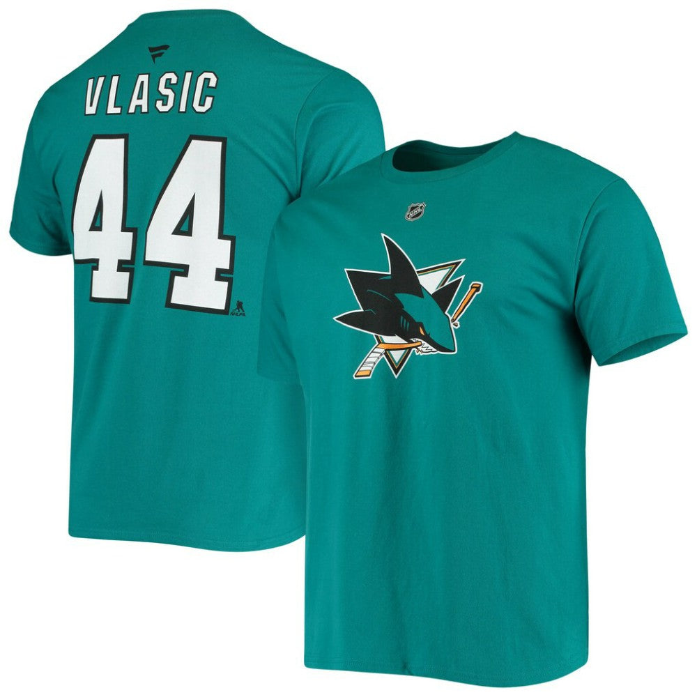 NHL Teal Marc-Edouard Vlasic San Jose Sharks Fanatics Player Name and Number T-Shirt