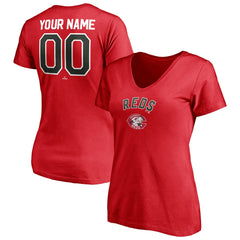 MLB Cincinnati Reds Women's Cooperstown Winning Streak Personalized Name & Number V-Neck T-Shirt