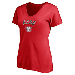 MLB Cincinnati Reds Women's Cooperstown Winning Streak Personalized Name & Number V-Neck T-Shirt