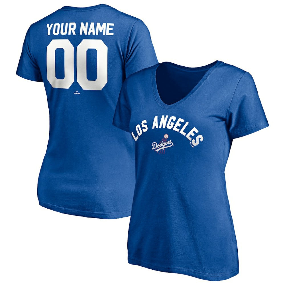 MLB Los Angeles Dodgers Women's Cooperstown Winning Streak Personalized Name & Number V-Neck T-Shirt