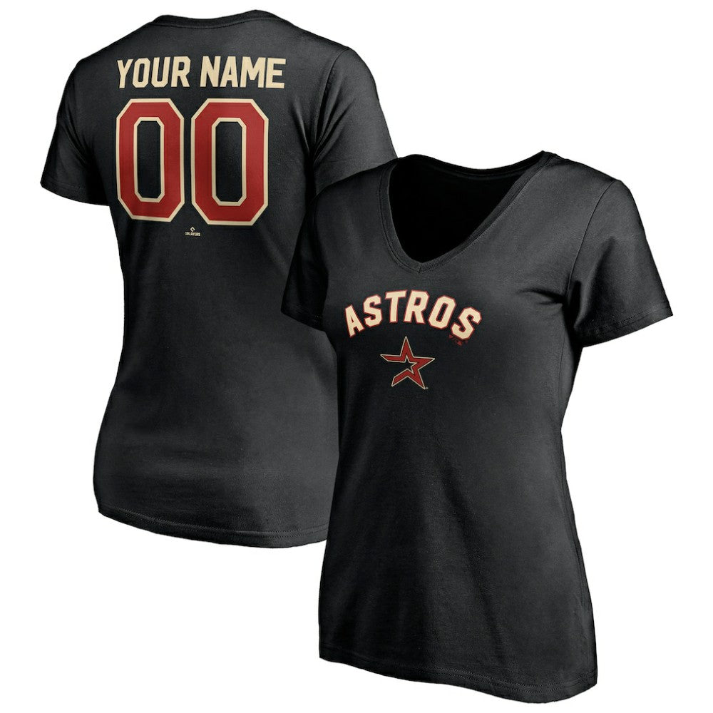 MLB Houston Astros Women's Cooperstown Winning Streak Alternate Personalized Name & Number V-Neck T-Shirt