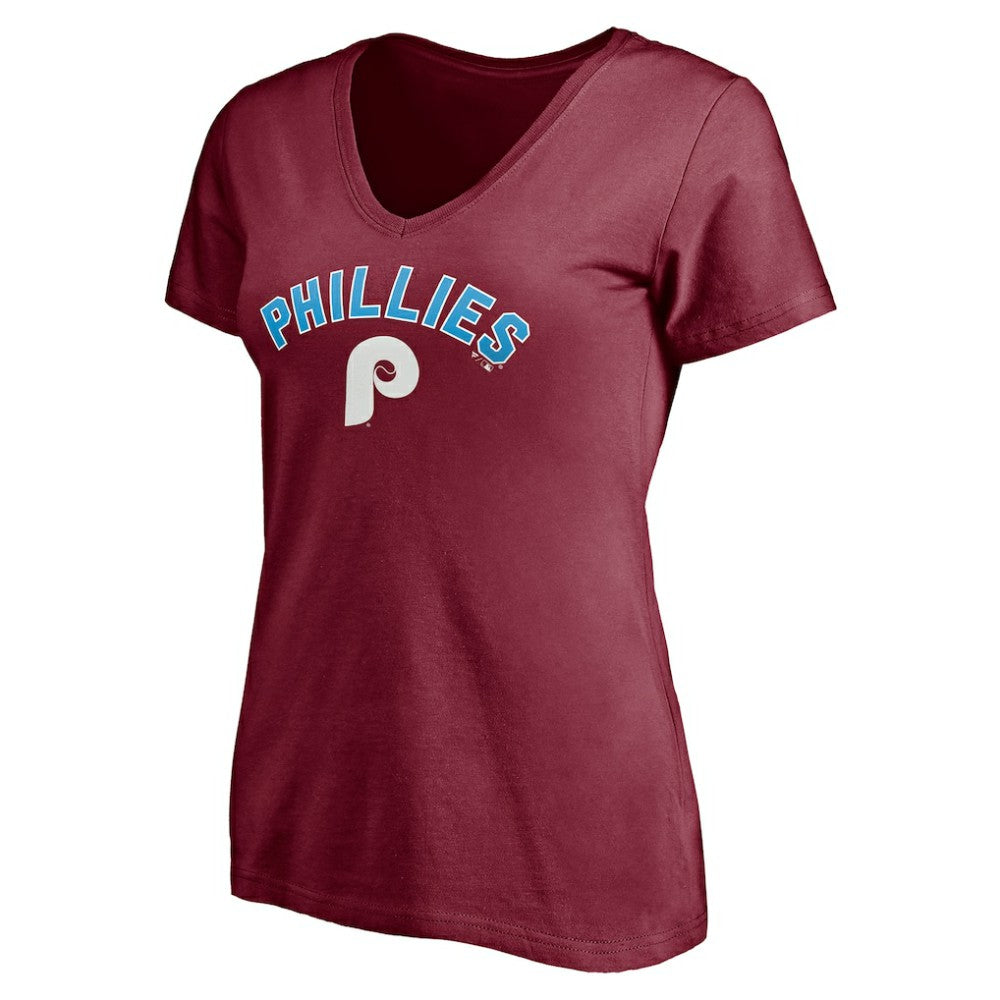 MLB Philadelphia Phillies Women's Cooperstown Winning Streak Alternate Personalized Name & Number V-Neck T-Shirt