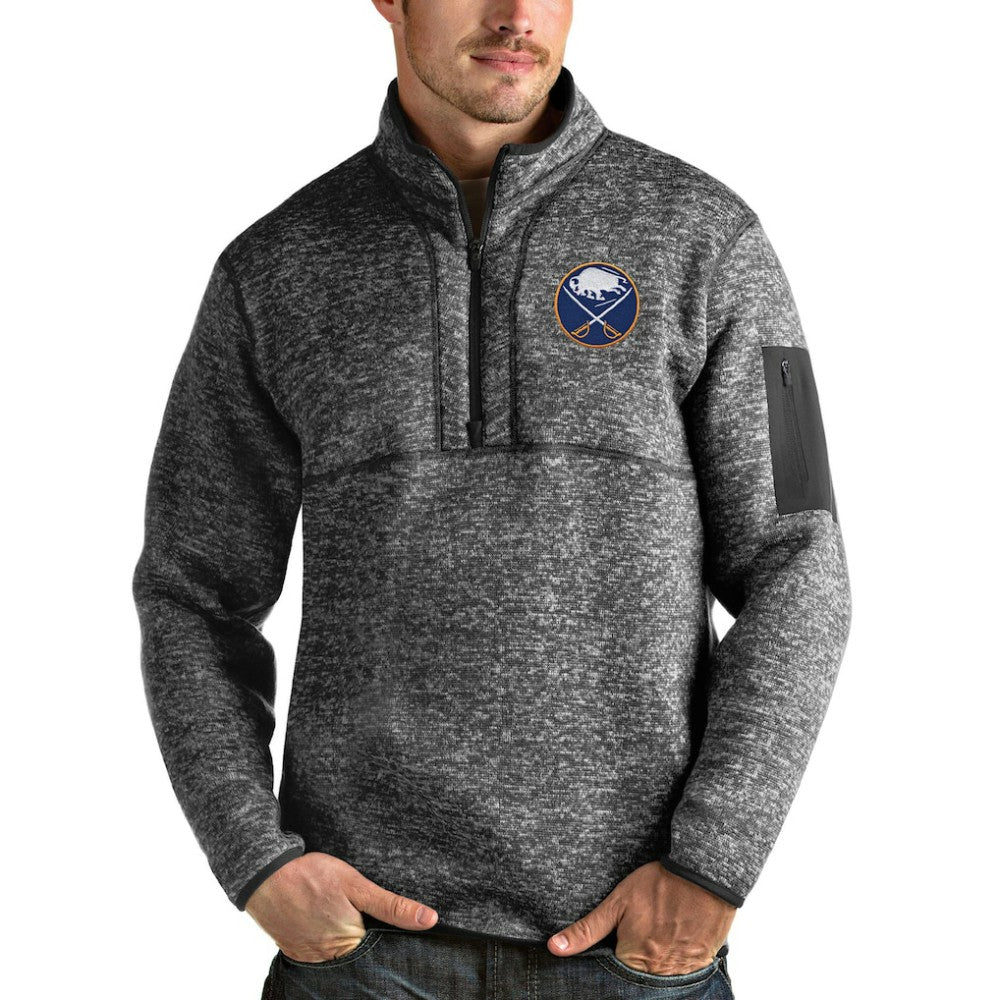 NHL Heather Gray Buffalo Sabres Antigua Fortune Half-Zip Pullover Jacket