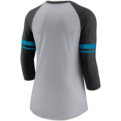 Women's Stripe Mesh Nickname Tri-Blend 3/4-Sleeve T-Shirt - Carolina Panthers