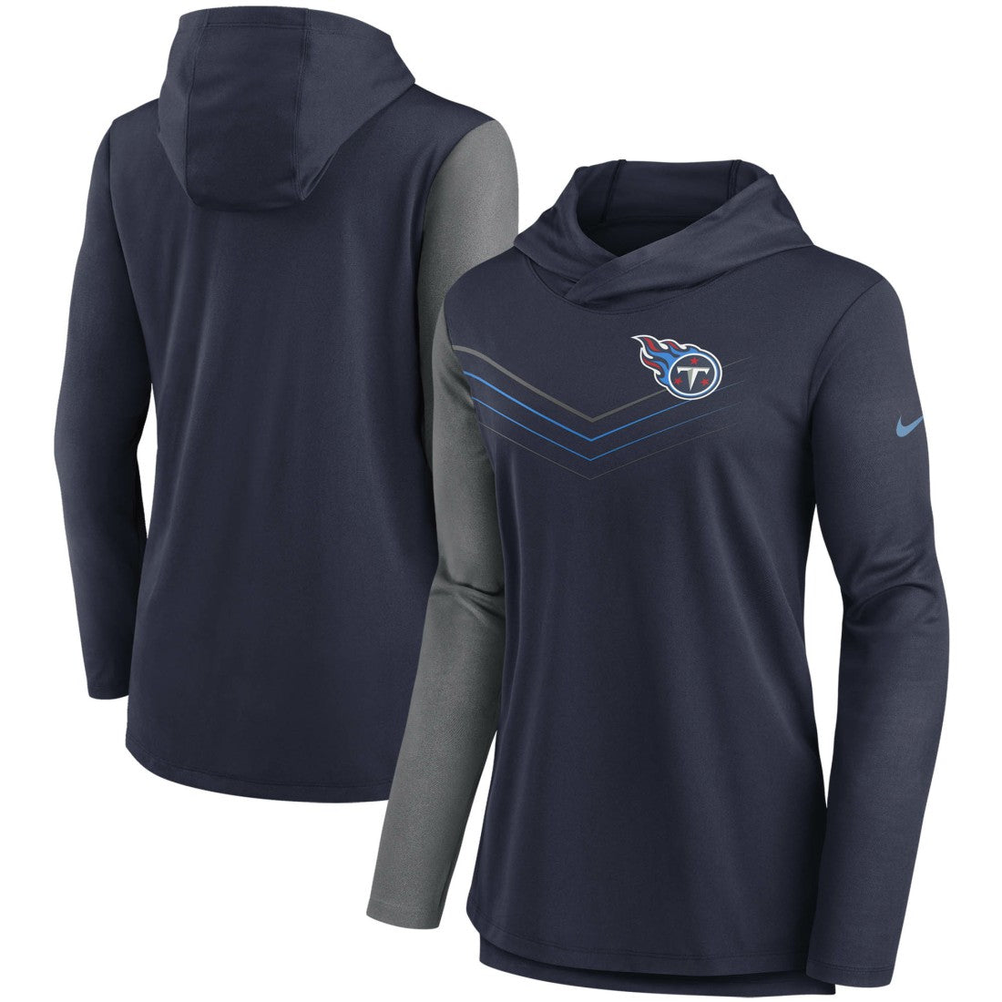Women's Chevron Hoodie Performance Long Sleeve T-Shirt - Tennessee Titans