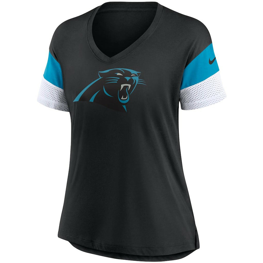 Women's Team Logo Fashion Performance Tri-Blend V-Neck T-Shirt - Carolina Panthers