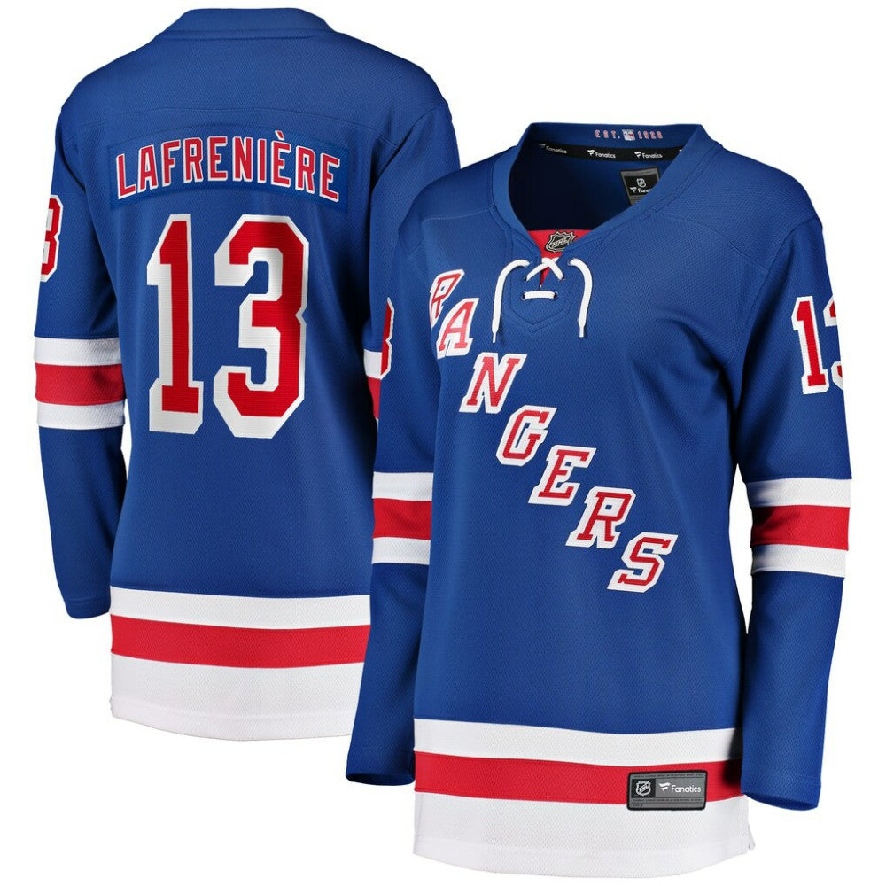 NHL Blue Alexis Lafrenière New York Rangers Fanatics Women's Breakaway Player Jersey