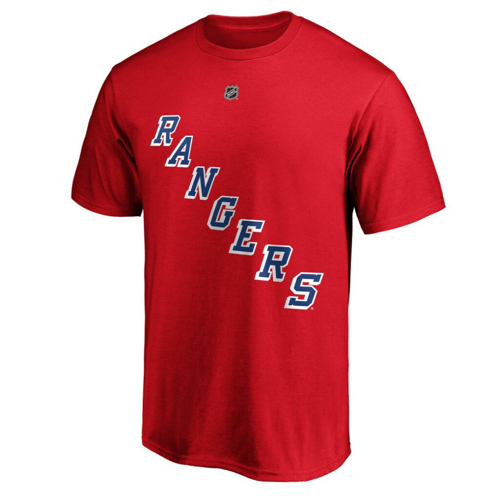 NHL Red Alexis Lafrenière New York Rangers Fanatics Authentic Stack Name & Number T-Shirt